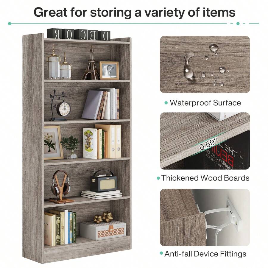 LITTLE TREE LITTLE TREE 72 Inch Tall Bookcase Freestanding Bookshelf