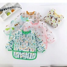 1pc Waterproof Cartoon Bear Printed Baby Bib With Reverse Wear Design For Boys And Girls - Brown - View 4