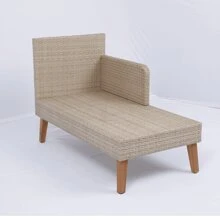 3 Piece Patio Sectional Wicker Rattan Outdoor Furniture Sofa Set Natural Yellow Wicker + Dark Grey Cushion YY Choice