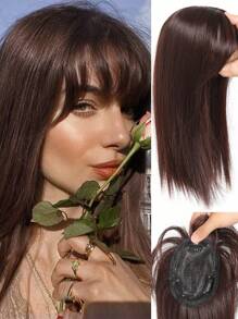 Bangs Hair Clip In Hair Extension 3D Bangs Overhead Natural Straight Hair Lnwvisible Replacement Cover White Hair Synthetic Fake Bang Black Brown