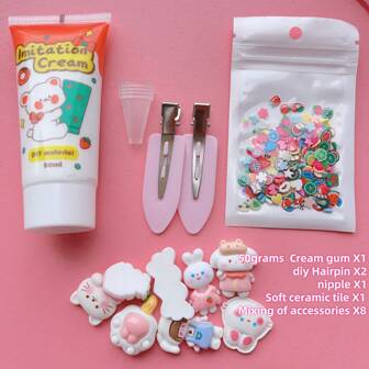 DIY Resin Accessories Cream Slime Goo Clips Hair Clip Making Material Kit