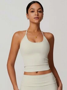 MASKERT Damen-Yogaanzug mit Cup-Cups und Leibchen, Sportweste mit hoher Elastizität, Weste-T-Shirt für den Heimweg zum bequemen Tragen