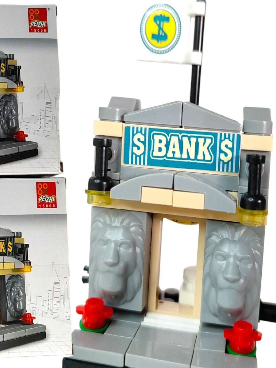 Peiz Building Series Colorful Bank Building Block 105 Pieces For Souvenir Birthday Gift - 灰色 - 查看 1