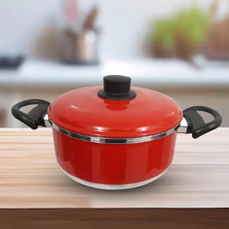 Red Extra Polished Aluminum Casserole With Lid 24cm - Đỏ - Xem 1