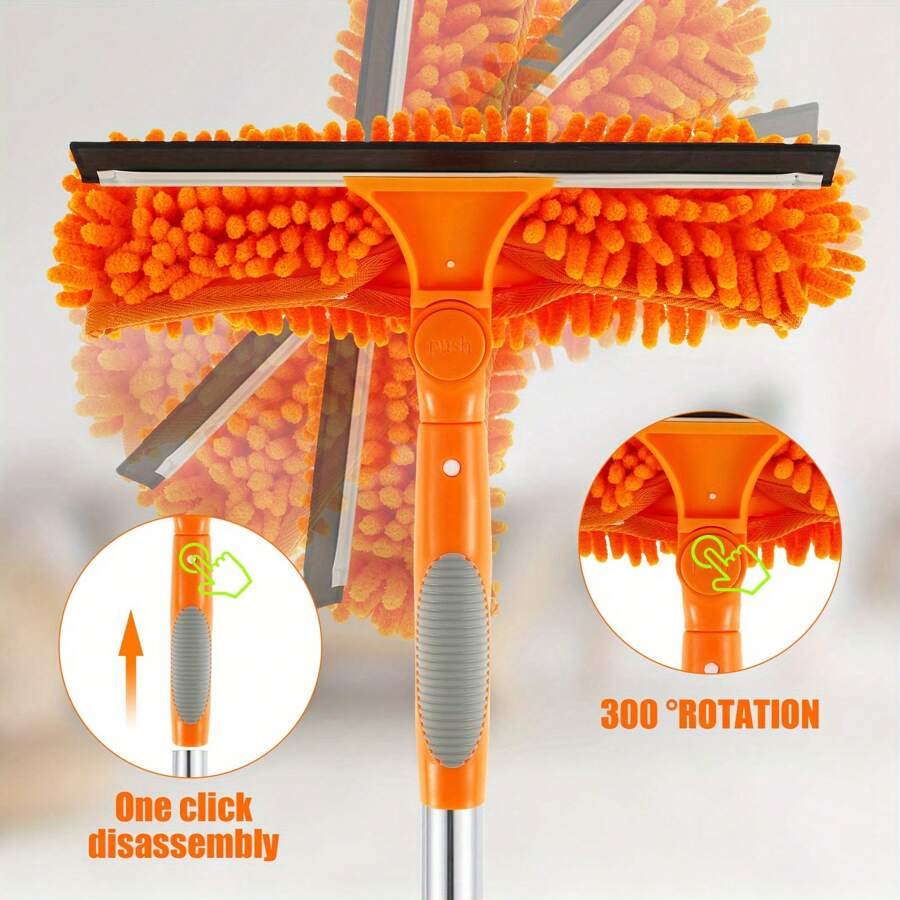 Window Washing Kit With 2.9-4.8 Ft Telescoping Extension Pole, Window