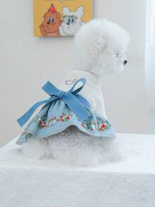 PETCIRCLE 1 stuk huisdierkleding, schattige bloemenjurk met denimeffect voor honden en katten