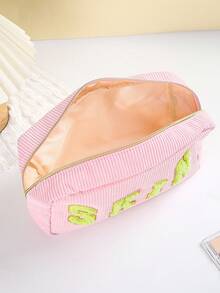 4件套化妆包，大容量收纳包，带有独特的刺绣字母图案 - 彩色 - 查看 7