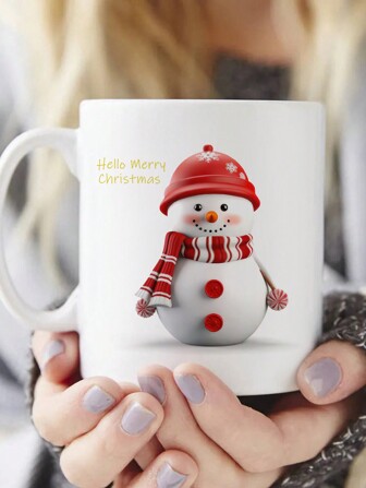1 个马克杯，圣诞主图陶瓷杯，圣诞雪人杯，咖啡杯，适合家庭、女性、男性的个性化礼物，适合圣诞节，节日礼物 11 盎司返校