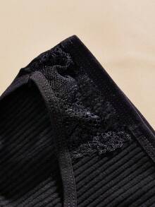 6 Pcs Multicolored Lace Comfortable, Breathable, Simple Mid Waist Women's Triangle Pants - Multicolor - View 9