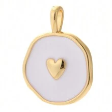 1 pezzo Ciondolo smaltato a mezzaluna, medaglia a forma di cuore, pentagramma a forma di fulmine, ali, cuore, croce, accessori per gioielli fai-da-te, orecchini, collana, braccialetto