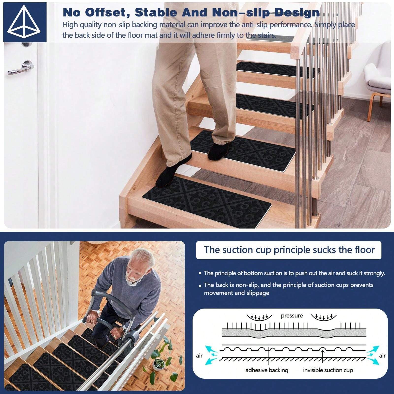 Stair Treads Non Slip Stair Tread Rugs With Matching Landing \u0026 Runner Rugs,  Low Cut Pile, Machine Washable, Custom Size Available, Pet Kids Safe  ST013-4 Non Slip Indoor Stair Carpet, image size:1600x1600