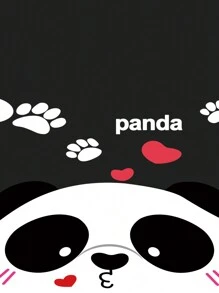 1pc Cute Panda Design Anti-Fingerprint Matte Black Phone Case Compatible With IPhone/ Compatible With Samsung/ Compatible With Xiaomi/ Compatible With Infinix/ Compatible With VIVO/ Compatible With OPPO - Black - View 6