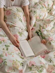 3pcs Delicate Pink Rose Ditsy Floral Bedding Set - 2 Pillowcases + 1 Duvet Cover - Multicolor - View 4