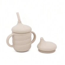 1pc 2-In-1 Silicone Sippy Cup With Straw, Colorful Toddler Drinking Cup With Handle - Multicolor - View 12