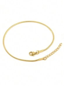 1 pieza 20+5cm Tobillera de cadena de acero inoxidable tipo serpiente, cadena ajustable, accesorio de joyería regalo para mujeres y niñas