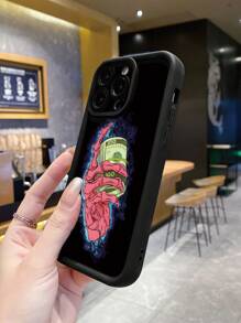 1 pièce Coque de téléphone anti-empreintes digitales et antichoc avec design de squelette et de monnaie "Ghost Fire", compatible avec Apple/Samsung/Xiaomi/TECNO/Infinix/Vivo/OPPO - Noir - Voir 5