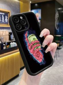 1 pièce Coque de téléphone anti-empreintes digitales et antichoc avec design de squelette et de monnaie "Ghost Fire", compatible avec Apple/Samsung/Xiaomi/TECNO/Infinix/Vivo/OPPO - Noir - Voir 3