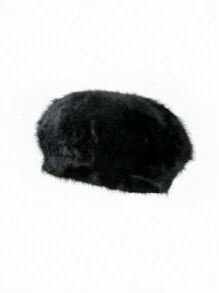 1pc Women's Winter Solid Color Fluffy Fashion Versatile Beret Hat, Casual Warm Cute Small Head Size Painter Cap For Daily Outdoor Use - Multicolor - View 10