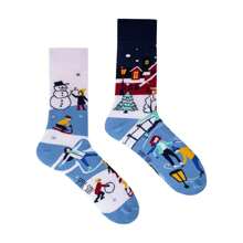 SPOX SOX 1 Pack Unisex Mismatched Novelty Odd Socks - Winter Activities (Winter Activities) - Fast Shipping And Quick Delivery - Multicolor - View 1