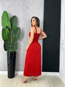 Mendes Fashion Women's Set Long Skirt And Croppet - Đỏ - Xem 3