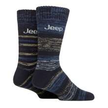 Jeep Men's 2 Pack Tech Thermal Boot Socks | Chunky Winter Performance Socks (Navy / Blue) - Fast Shipping And Quick Delivery - Blue - View 2