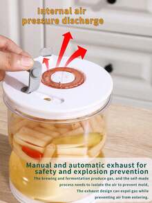 1pc Kitchen Wet And Dry Separated Kimchi Fermentation Container With Fork, Ventilation Holes, And Hourglass - White - View 7