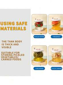 1pc Kitchen Wet And Dry Separated Kimchi Fermentation Container With Fork, Ventilation Holes, And Hourglass - White - View 6