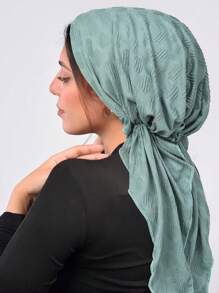 Z.H.A 1 件装纯色头巾帽，带两条尾巴，薄款透气弹力化疗帽，简约风格防晒头帽，女士情人节 - 多色 - 查看 6