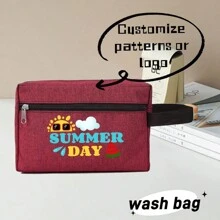 Customize Wholesale Logo Men Oxford Wash Bag Organizer WaterProof Toiletry Compliant Bag Travel Bathroom Zip Women Cosmetic Makeup Storage Case - Burgundy - View 1