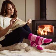 Heat Holders Ladies Twist Patterned Thick Winter Thermal Socks (Rydal) - Fast Shipping And Quick Delivery - Blue - View 3