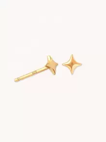 1Pair Small Chic 18K Gold Plated Earrings 925 Sterling Silver Fine Jewelry Piercing Jewelry Dainty Luxury Star Shape Stud Earrings For Women Daily Wear
