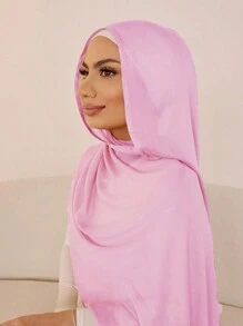1pc Plus Size 180*90cm Women's Solid Color Breathable Soft Modal Hijab Scarf Headband For Abaya Women Veil