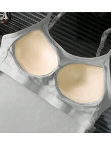 Gray Seamless Camisole With Removable Padded Bra And Long Torso, Versatile Undershirt - Grey - View 7