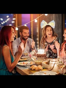 LED 蝴蝶结发光头带，可爱蝴蝶结头带仙女服装拍照，夜光霓虹狂欢派对狂欢节女士成人生日圣诞礼物派对用品 - LED蝴蝶結髮箍 - 查看 10