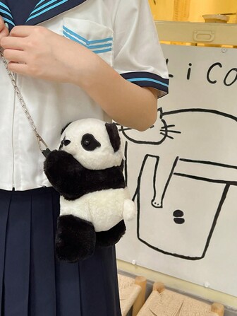 1pc Cartoon Plush Panda Fashion Mini Cross-Body Bag Coin Purse