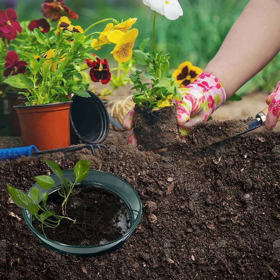 Soil Sifter For Gardening, 12 Inch Green Soil Sifter With 4 Replaceable