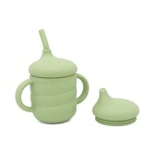 1pc 2-In-1 Silicone Sippy Cup With Straw, Colorful Toddler Drinking Cup With Handle - Multicolor - View 16