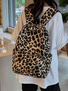 1 Piece Fashionable Women's Leopard Print Backpack, Waterproof Business Casual Computer Backpack, School Backpack, Fall Winter Fashionable Cheetah Print Purse For Women - Brown - View 4