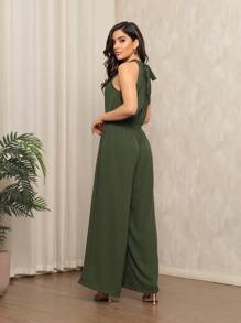 Fashionable Women's Jumpsuit - Army Green - View 2