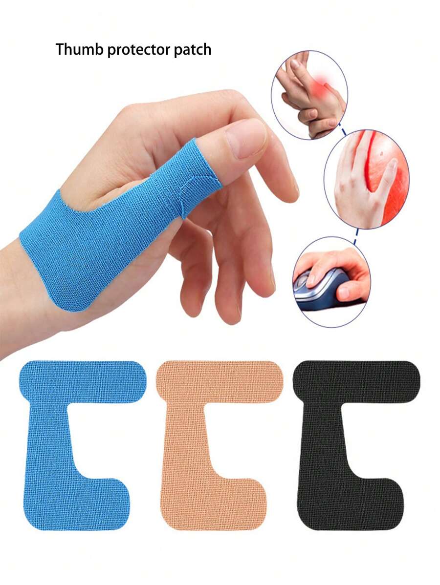 12pcs/6pcs/4pcs Pre-Cut Elastic Thumb Tape, Sports Support Bandage, Kinesiology Tape, Thumb Protector, Great For Basketball, Volleyball, Bowling, Workout And Other Sports Activities - Multicolor - View 1
