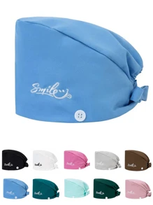 1 pezzo Cappellino da lavoro Premium con ricamo "Smile" per donne, adatto per infermiere, estetiste, addetti alle pulizie e altri fornitori di servizi medici/domestici, Ognissanti - Multicolore - Visualizzare 8