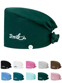 1 pezzo Cappellino da lavoro Premium con ricamo "Smile" per donne, adatto per infermiere, estetiste, addetti alle pulizie e altri fornitori di servizi medici/domestici, Ognissanti - Multicolore - Visualizzare 4