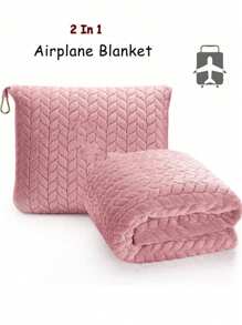 1PC Travel Blanket And Pillow Premium Soft 2 In 1 Airplane Blanket With Soft Bag Pillowcase, Travel Cushion Hand Luggage Sleeve And Backpack Clip Easter Gift,Travel Pillow Travel Accessories Suitable For Travel Pillows In Places Such As Cars, Airplanes, Airports, Camping, Etc