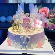 9pk de Decoracion para Tartas, Angeles Decorativos Reutilizable. Se Puede Usar para Kit de Decoraciones de Pastel para tartas para niñas, niños, decoraciones para fiestas de cumpleaños - Rosa Pálido - Ver 1