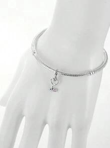 1pc 925 Sterling Silver Pink Stethoscope Charm Bead, Suitable For Daily Wear, Anniversary, Party, Holiday Gift - Silver - View 4