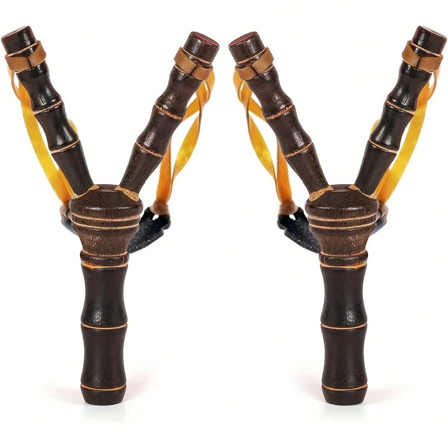 1入組竹彈弓竹製手工藝品戶外射擊，帶經典製作的戶外木製彈弓玩具，適用於彈弓遊戲狩獵 - 彩色 - 查看 1