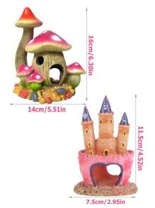 1pc Cartoon Castle & Mushroom Hideaway Aquarium Decor - Multicolor - View 6