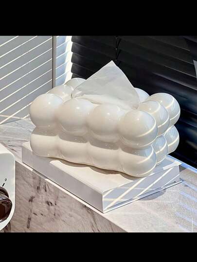 1 pieza Caja de pañuelos con diseño de nube Kawaii - Organizador decorativo de escritorio - Almacenamiento de plástico creativo para el hogar, la cocina, el dormitorio, la sala de estar y el comedor - Agrega un toque encantador a tu espacio