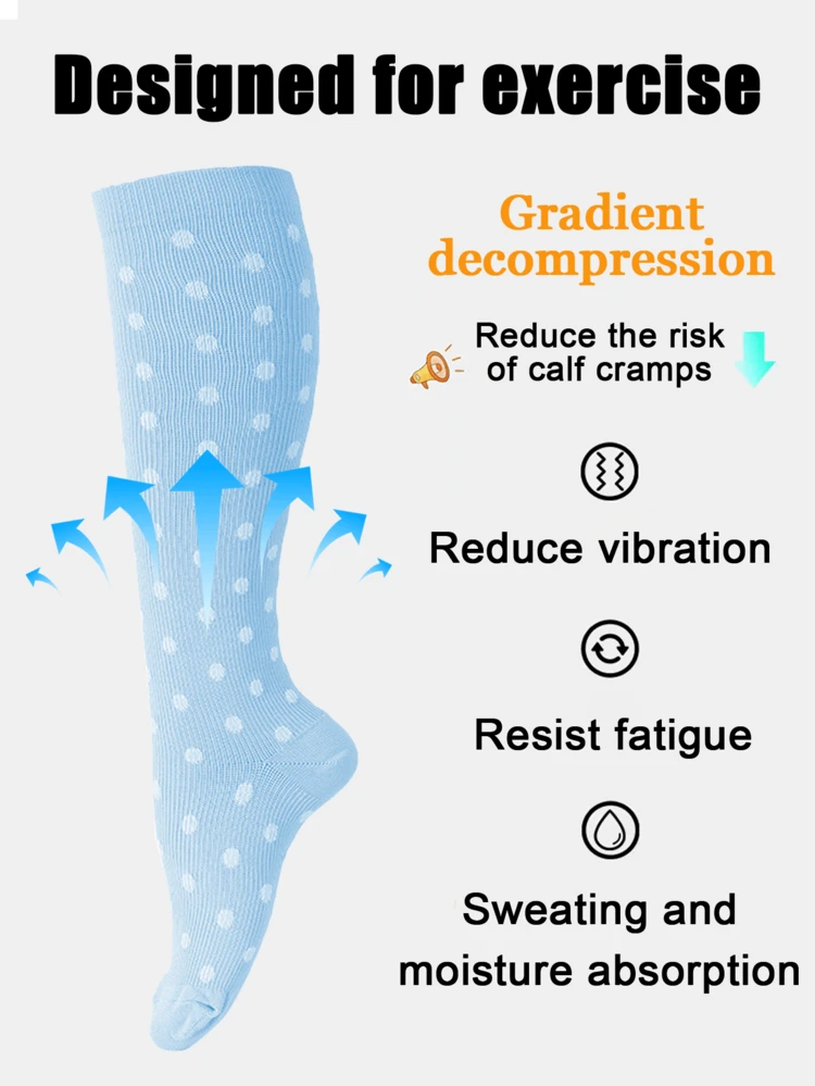 8 pares de medias de compresión para mujer que brindan soporte a las rodillas, medias de compresión de tubo largo para enfermeras, estudiantes, trabajo, mujeres embarazadas, viajes - Multicolor - Añade 4