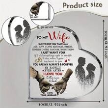 1pc CustomizedTo My Wife Heart Shaped Acrylic Plaque Desktop Home Decor, I Love You Romantic Gift Acrylic Keepsake Ornament For Living Room, Bedroom, Office Gifts Birthday Graduation